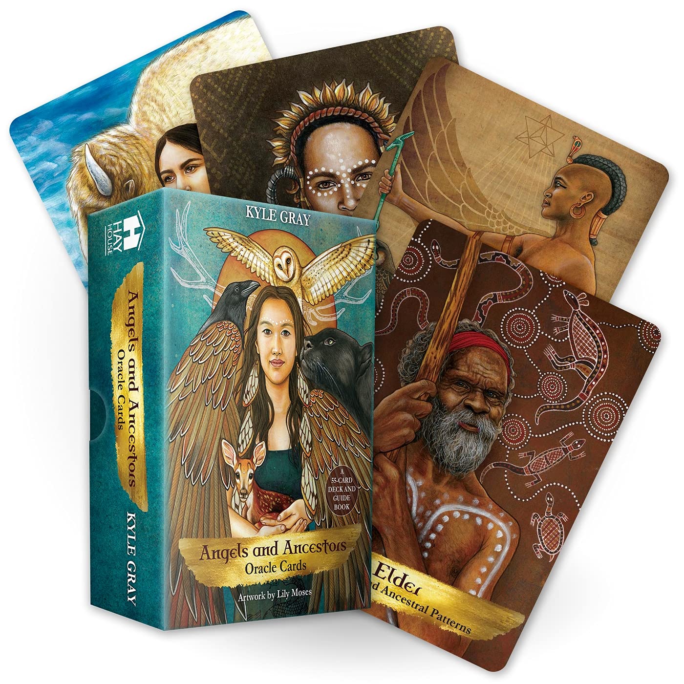 Angels and Ancestors Oracle Cards : A 55-Card Deck and Guidebook by Kyle Gray main image 1