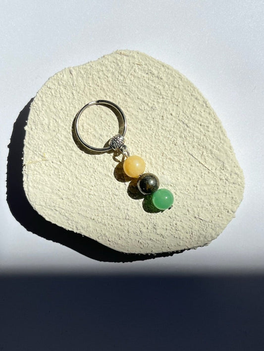 Success Crystal Keychain (Citrine, Pyrite + Green Aventurine)