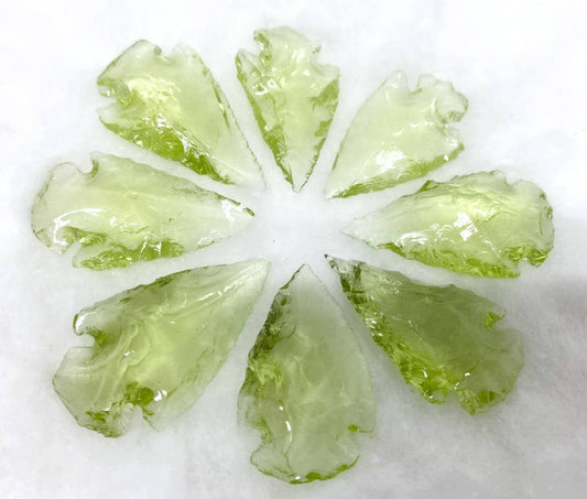 Peridot Glass Arrowheads-