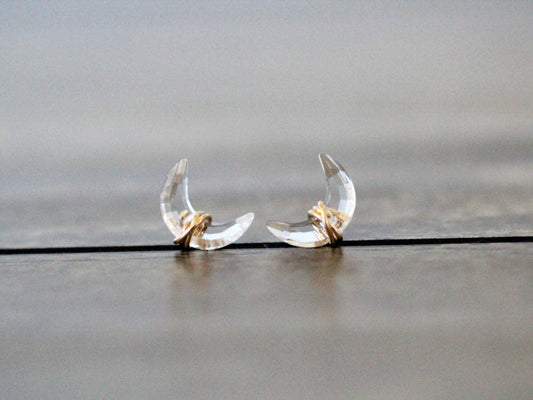 Clear Quartz Moonbeam Studs- Clarity, Raises Vibration, Amplifies Energy