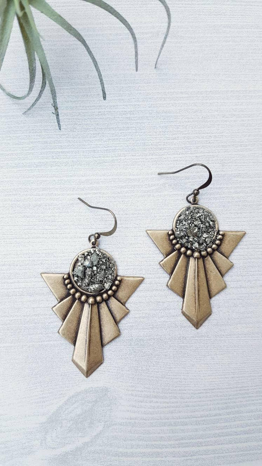 Art Deco Pyrite Earrings