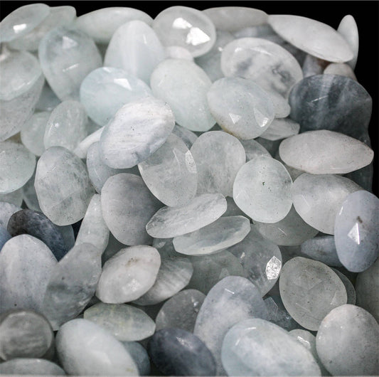 Faceted Aquamarine Pocket Stones- Calming, Cooling, Peace, Inner Truth, Anti-Anxiety