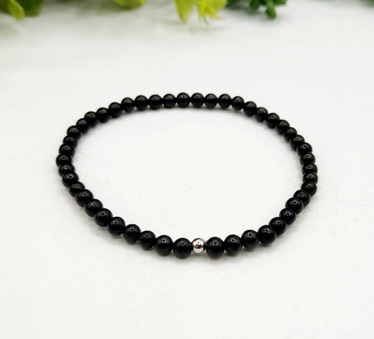 Men's Shungite Beaded Bracelet- Grounding, EMF Protection, Energy Protection
