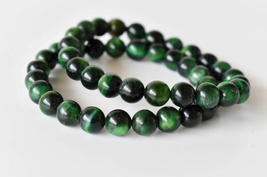 Green Tiger's Eye Crystal Bracelet- Courage, Heart Healing, Clarity
