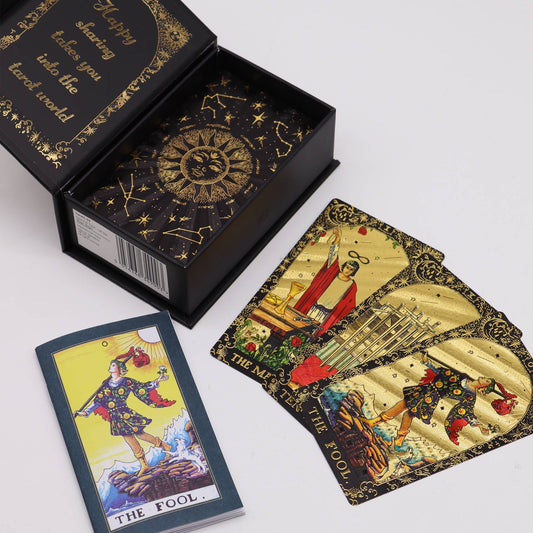 Gold Foil Let The Magic Begin Tarot Deck (78 Card Deck + Guidebook)