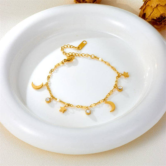 Dainty Star + Moon Anklet