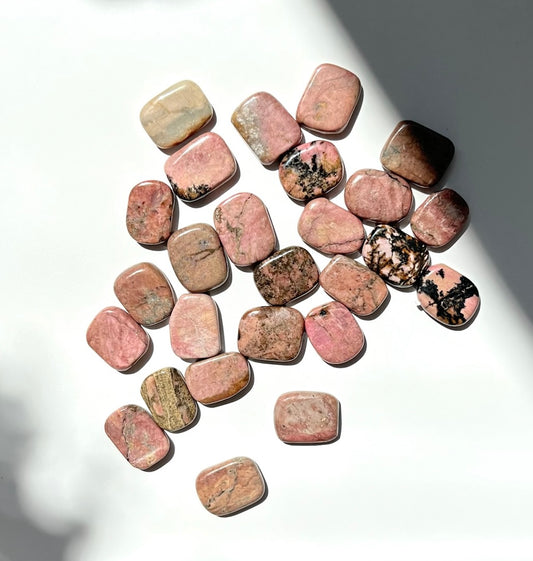Mini Rhodonite Flats- Self-Esteem, Positivity, Emotional Healing, Peace, Self-Acceptance