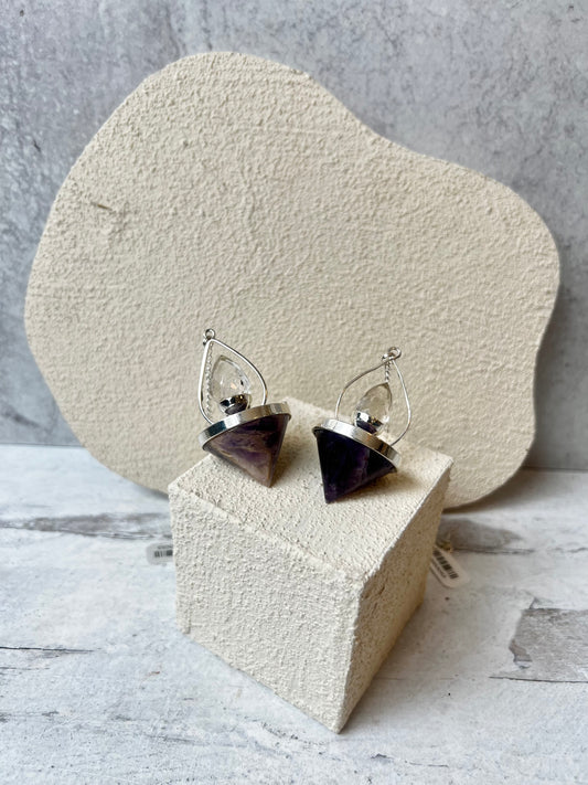 Lantern of Life Pendulum (Amethyst + Clear Quartz)