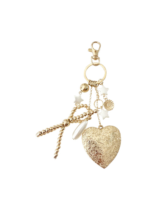 Gold Heart Bag Charm (18K Gold Plated)