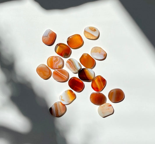 Mini Banded Carnelian Flats- Passion, Creativity, Confidence, Sacral Chakra, Light a Fire