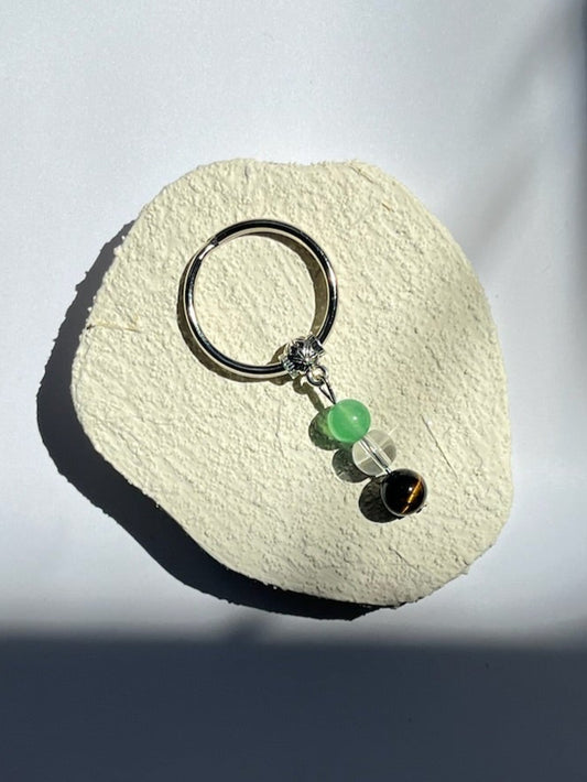 Good Luck Crystal Keychain (Green Aventurine, Citrine + Tiger's Eye)