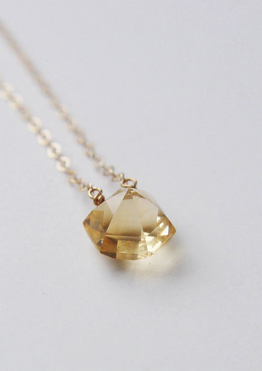 Dainty Citrine Pyramid Necklace (14k Gold Filled)- Abundance, Prosperity, Personal Power, Success