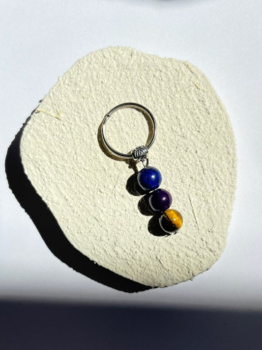 Anxiety Crystal Keychain (Lapis Lazuli, Amethyst + Tiger's Eye)