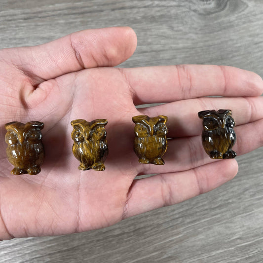 Mini Tiger's Eye Owl Carvings- Abundance, Prosperity, Willpower, Good Luck, Mental Clarity