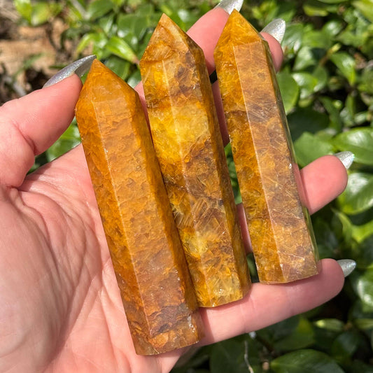 Golden Healer Quartz Tower- Multi-Dimensional Healing, Vitality, Immune System Support, Joy