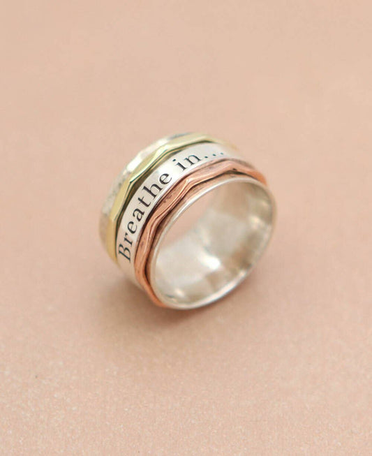 Breathe In, Breathe Out Spinning Meditation Ring