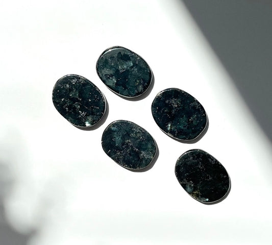 Larvikite Flat  Palm Stone- Transformation, Strength, Grounding, Protection, Anti-Anxiety