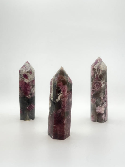 Pink Tourmaline Towers with Unicorn Stone Inclusions- Renewal, Heart Healing, Nurturing, Love