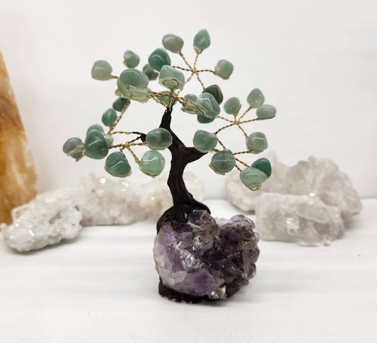 Green Aventurine with Amethyst Base Crystal Trees