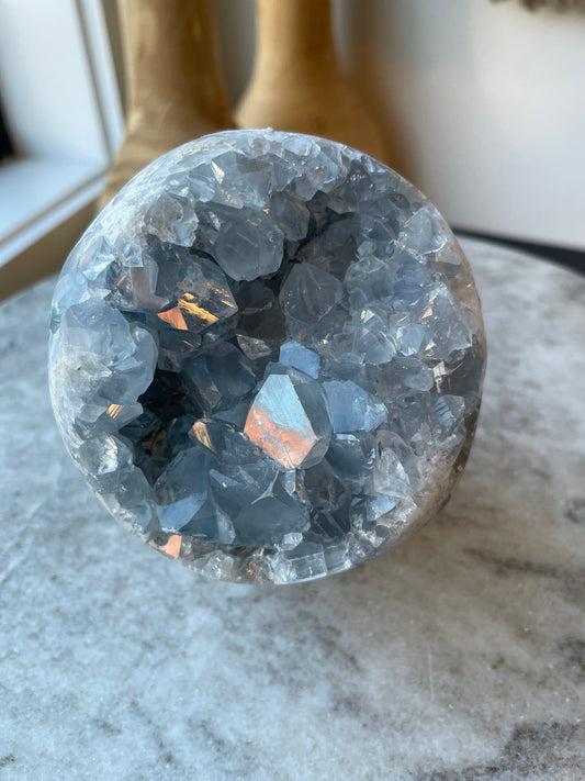 Celestite Sphere-  Higher Consciousness, Angel Connection, Third Eye, Intuition, Good Memory, Dream Work