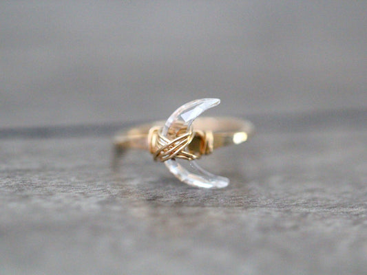 Clear Quartz Moonbeam Ring- Clarity, Raises Vibration, Amplifies Energy