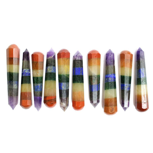 Seven Chakra Obelisk Mini Wands- Chakra Alignment, Wellbeing Support, Clearing Energetic Blocks