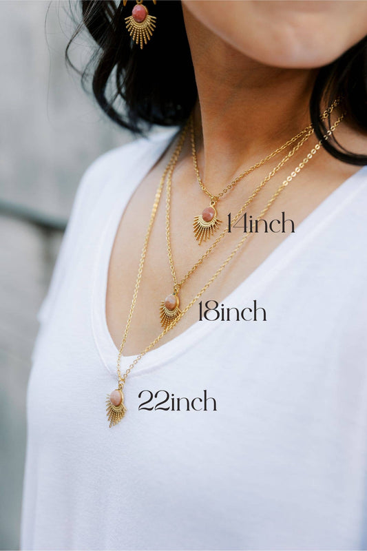Gold Sunburst Rhodonite Necklace- Compassion, Self Love, Self-Acceptance, Self-Worth