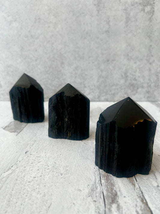 Black Tourmaline Raw Towers- Energetic Protection, Clearing + Grounding