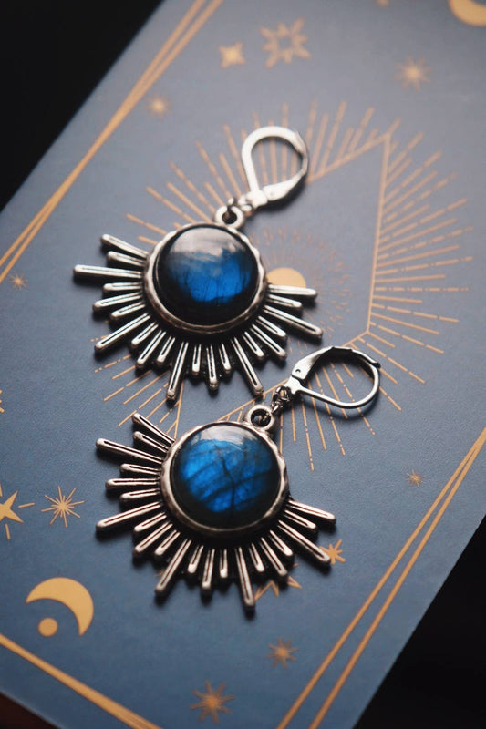 Labradorite Bohemian Sun Earrings (Silver)