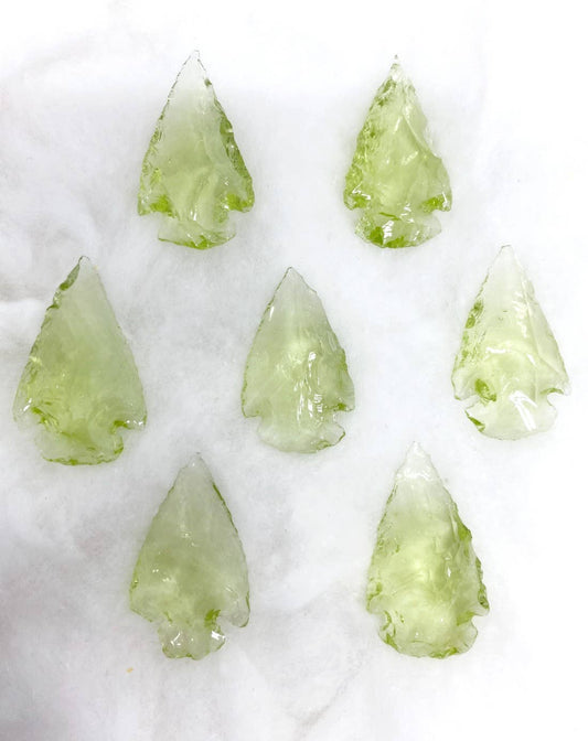 Peridot Glass Arrowheads-