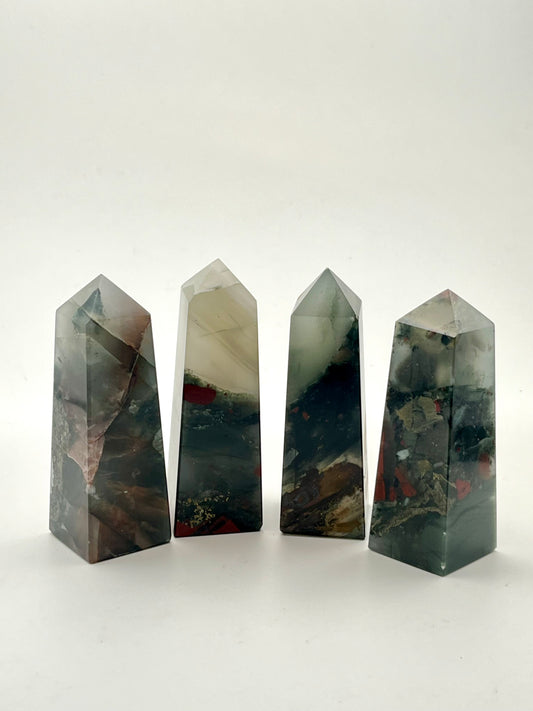 African Bloodstone Towers- Strength, Courage, Protection, Grounding, Root Chakra
