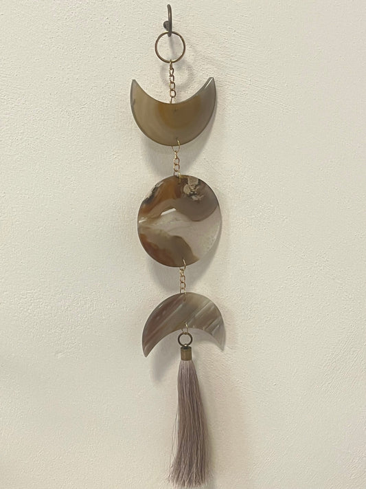Agate Moon Wall Hanger- Grounding, Stabilizing Energy, Cleansing