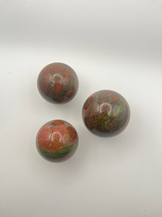 Bloodstone Spheres- Strength, Courage, Protection, Grounding, Root Chakra