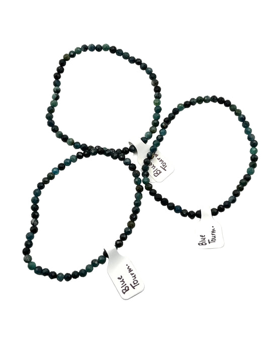 Blue Tourmaline Crystal Bracelet- Emotional Healing, Energetic Protection, Intuition Boosting, Self Expression