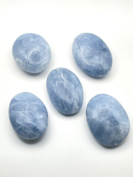Celestite Palm Stones- Higher Consciousness, Angel Connection, Third Eye, Intuition, Good Memory, Dream Work