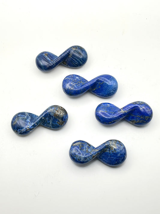 Crystal Infinity Sign Carvings (Lapis Lazuli + Cinnabar)