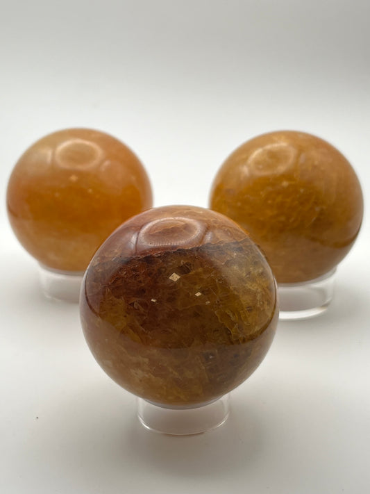 Dark Golden Healer Spheres with Hematoid Inclusions- Multi-Dimensional Healing, Inner Strength, Vitality, Focus