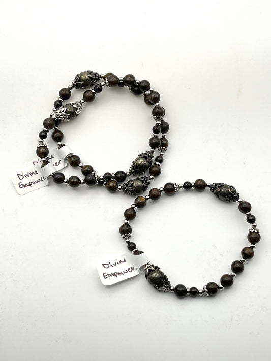 Divine Empowerment Crystal Bracelet (Pyrite, Bronzite + Garnet)- Abundance, Resilience, Inner Strenth
