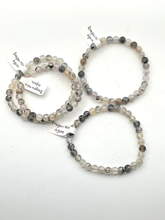 Dragon Vein Agate Crystal Bracelet- Inner Strength, Courage, Confidence, Growth