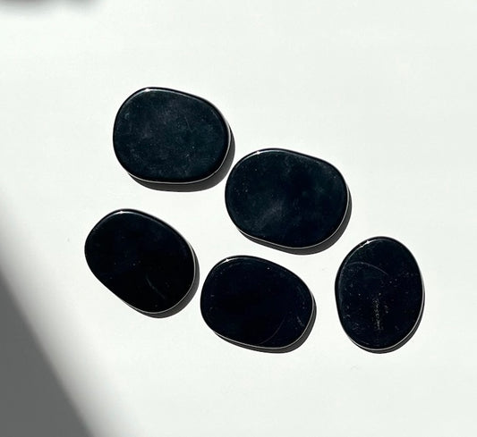 Black Obsidian Flat Palm Stones- Protection, Grounding, Intuition, Shadow Work