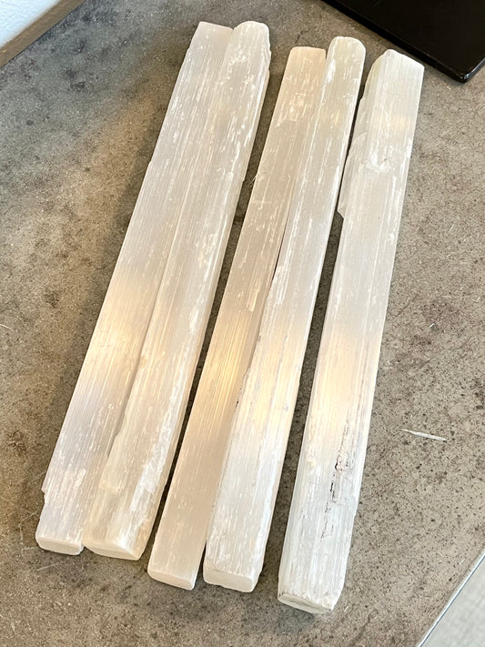 Extra Long Raw Selenite Wands- Cleansing, Clearing + Angelic Energy