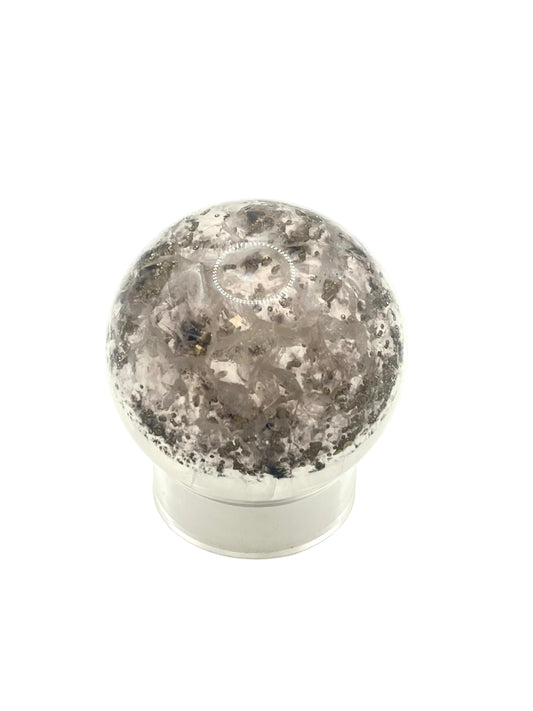 *Extremely Rare* Fluorite Sphere with Pyrite Inclusions- Abundance, Life Path Guidance, Alignment, Action Taking