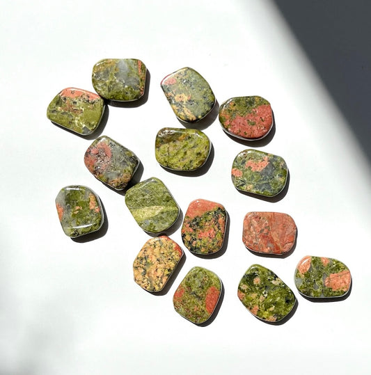 Mini Unakite Flats- Grounding, Third Eye Chakra, Intuition