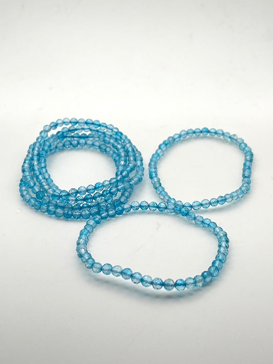 Faceted Blue Topaz Crystal Bracelet- Emotional Support, Clear Communication, Self Expression, Inner Peace