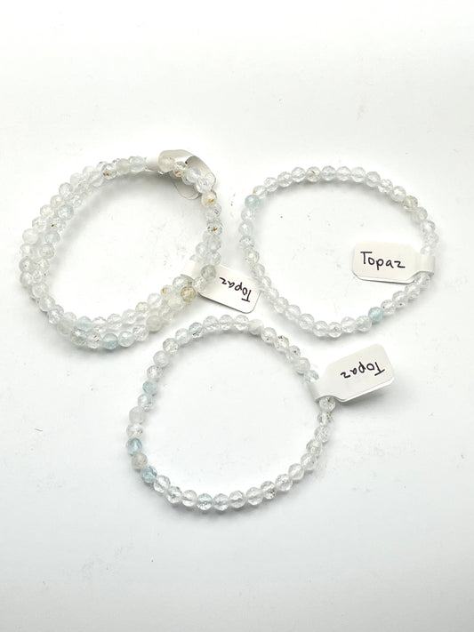 Faceted Topaz Crystal Bracelet- Mental Clarity, Emotional Support, Manifesting, Amplifies Energy