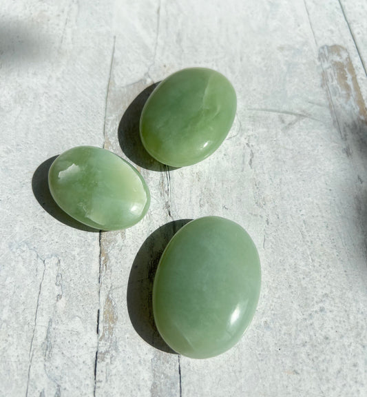 High Quality Burma Jade Palm Stones- Good Fortune, Grounding, Relationships, Good Luck