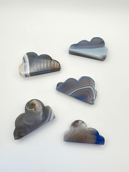 Blue Agate Moon Carvings- Renewal, Calming, Communication