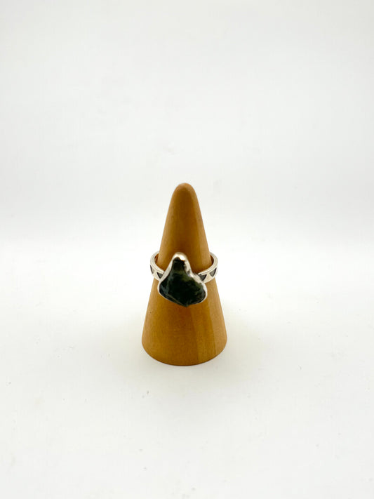 Raw Moldavite Free Form Ring- Transformation, High Vibe, Ascension, Heart Healing