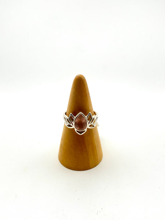 Faceted Rose Quartz Lotus Ring- Heart Healing, Attracting Love, Self Love, Heart Chakra
