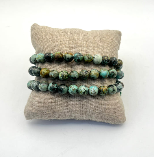 Adjustable African Turquoise Crystal Bracelet- Inner Growth, Transition, Courage, Clarity, Calming